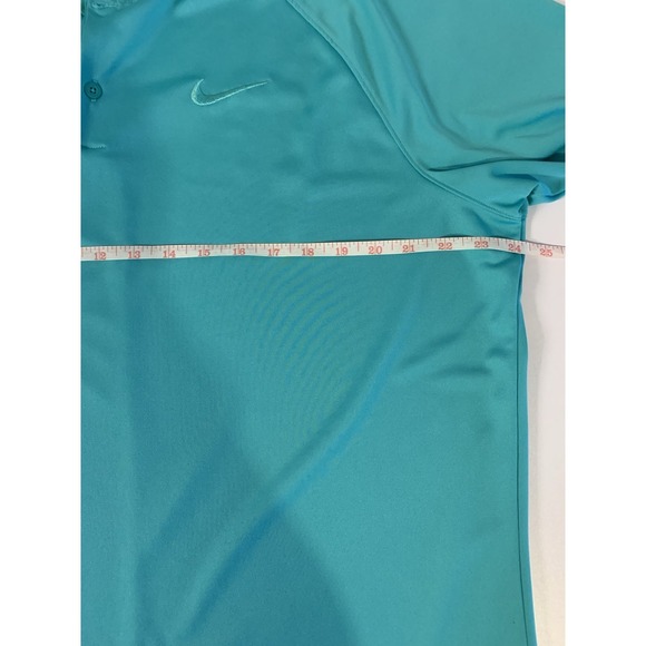 Nike Golf DRI-FIT XL Henley Blade Collar Polo Shirt Teal Blue Embroidered Swoosh - Picture 5 of 8